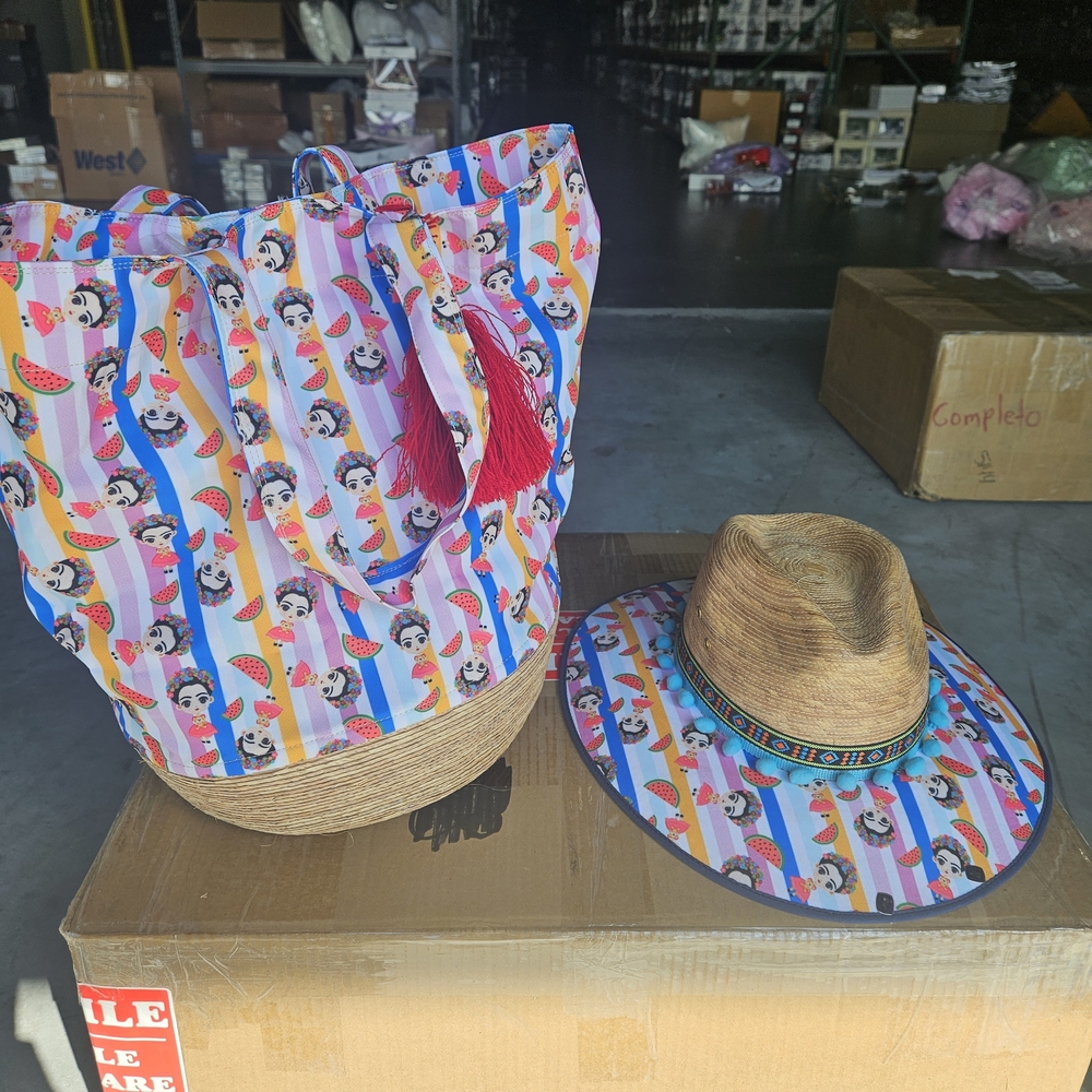 Colorful Kids Tote Bag and Hat Set